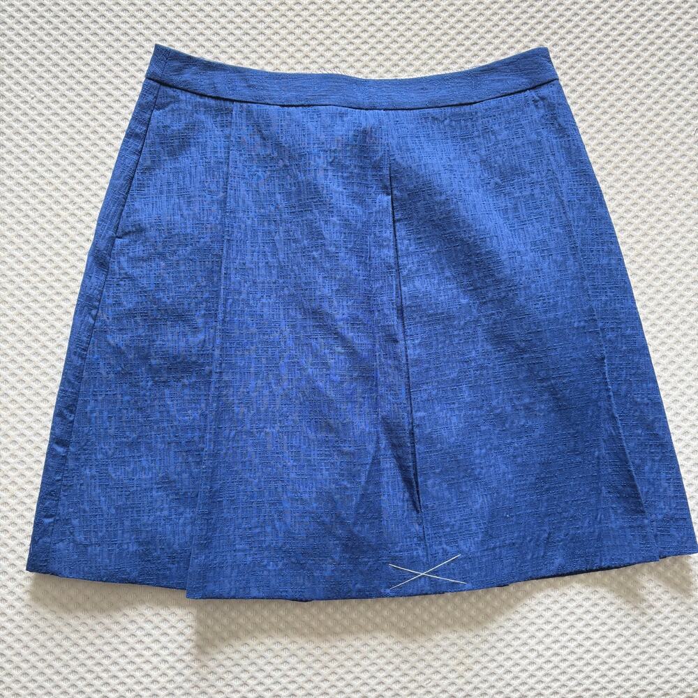 Brooks Brothers Jacquard Pleated Skirt 12 Cobalt Blue NWT A Line Academia Career